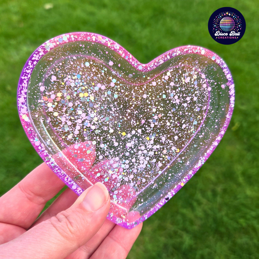 Large Glitter Heart Trinket Tray