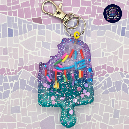 ✨ Ice Lolly Resin Shaker Keyring – Glitter, Sprinkles & Cute Vibes - no oil