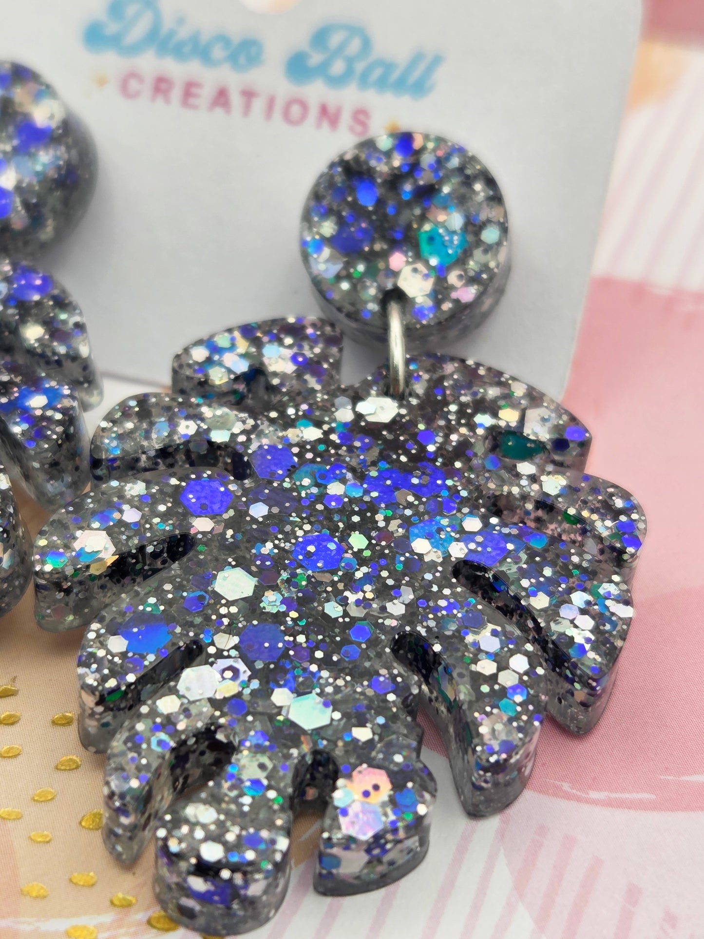 Glittering Monstera Leaf Earrings – Tropical Glam Statement Jewellery