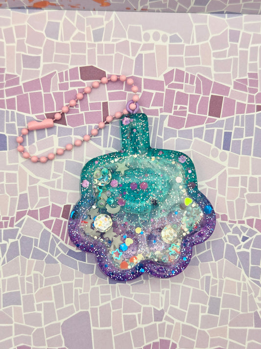 Handmade Glitter Paw Print Keychain – Shaker Style with Beads & Sequins Fun & Sparkly Gift