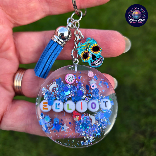 Custom Name Resin Keychain | Personalised Sparkly Bag Charm