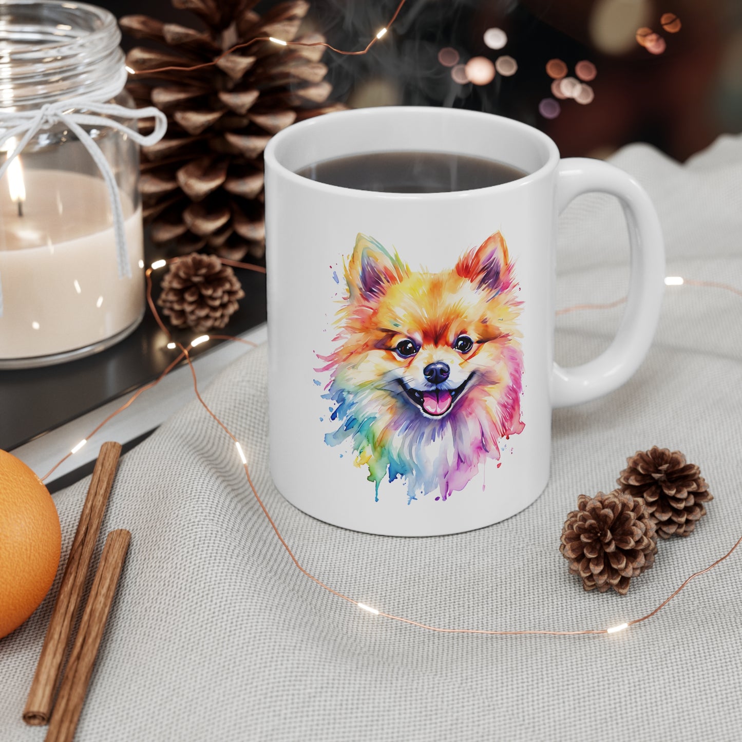 Pomeranian Mug – Colourful Watercolour Dog Art Gift for Dog Lovers