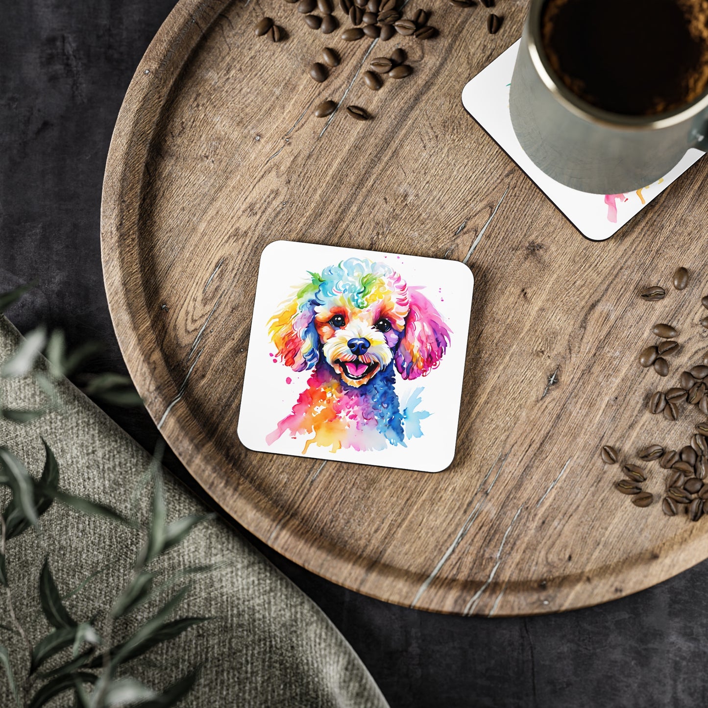 Poodle Coaster – Colourful Watercolor Dog Art Gift for Dog Lovers