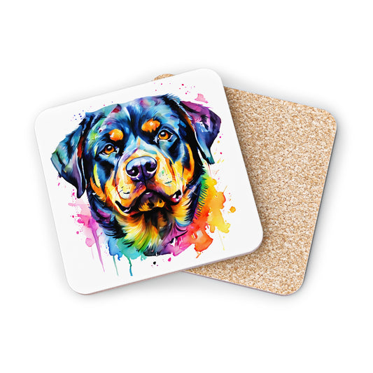 Rottweiler Coaster – Colourful Watercolour Dog Art Gift for Rottweiler Lovers