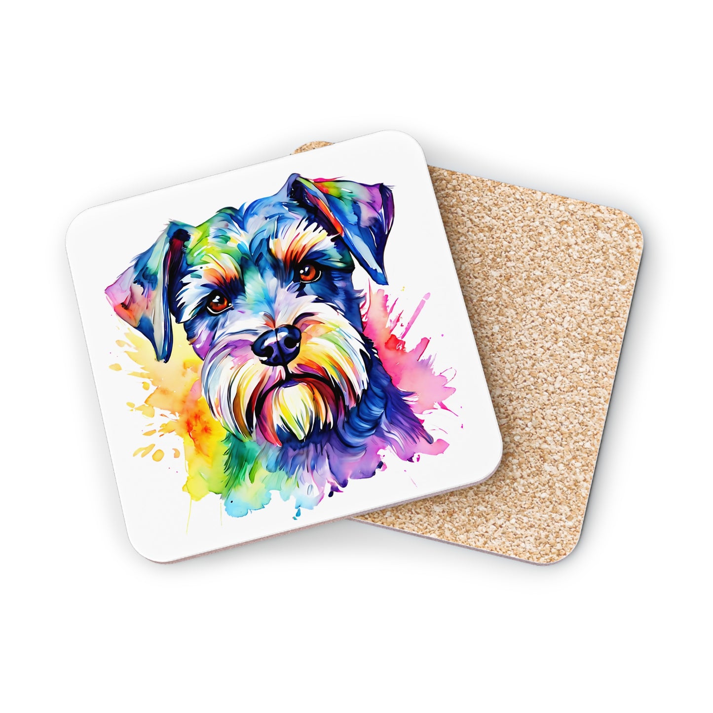 Schnauzer Coaster – Colourful Watercolour Dog Art Gift for Dog Lovers