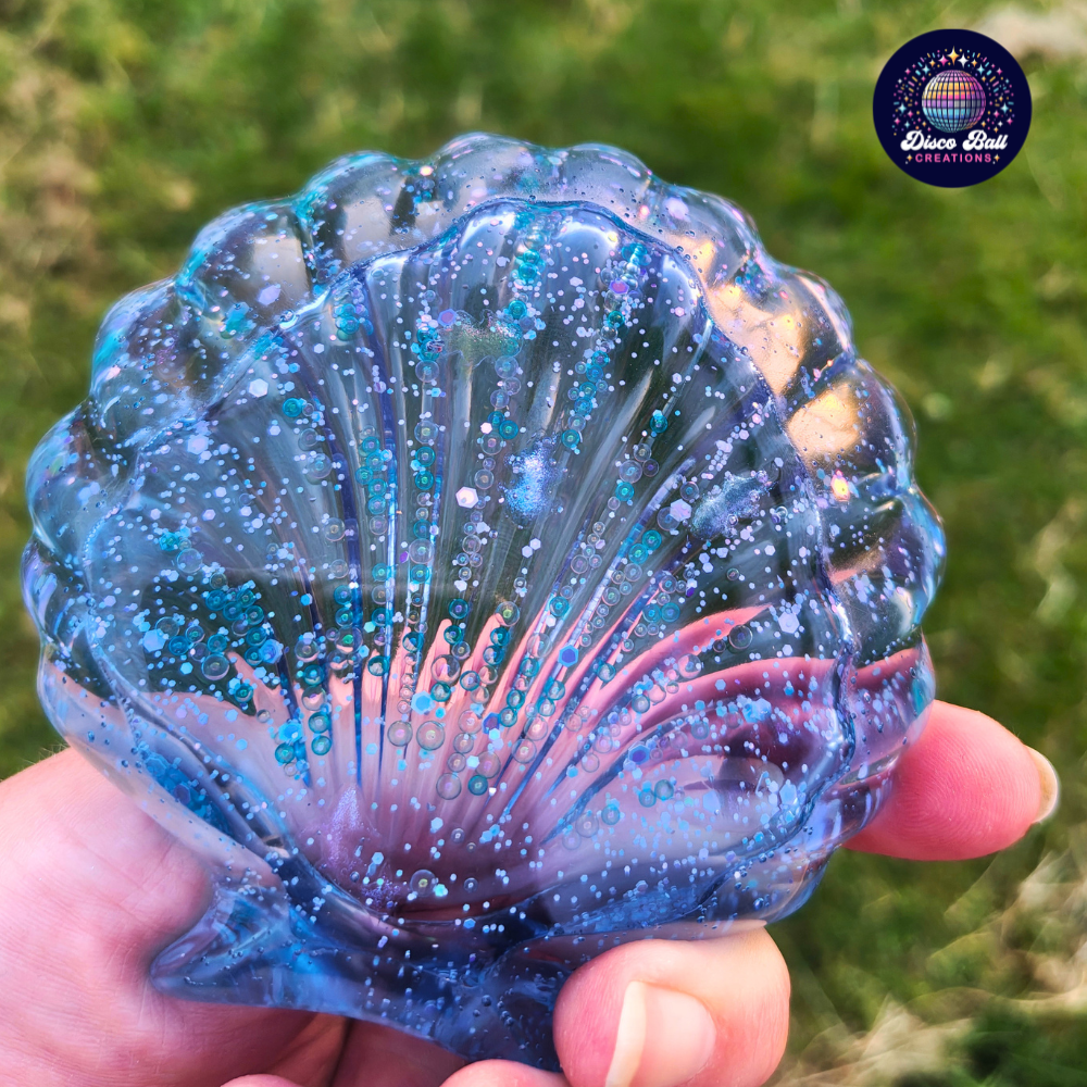 Glitter Resin Clamshell Trinket Dish | Blue Mermaid Shell Tray
