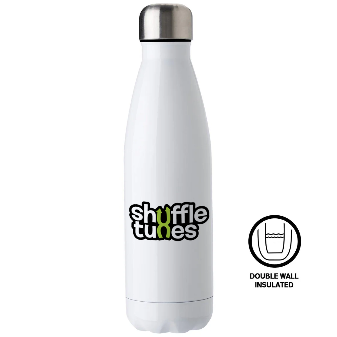 ShuffleTunes Water Bottle 500ml White