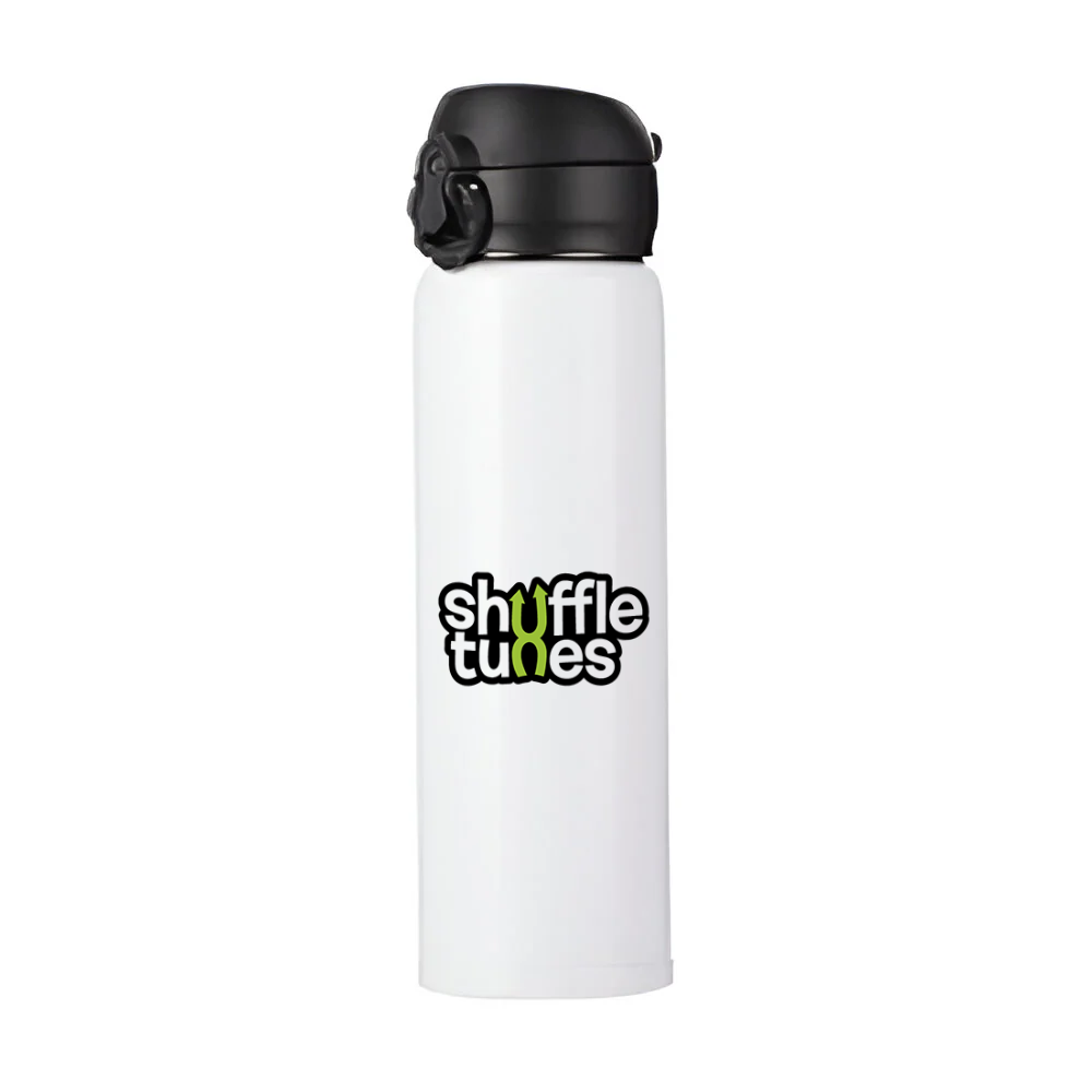 ShuffleTunes Water Bottle - POP Lid - 500ml - White