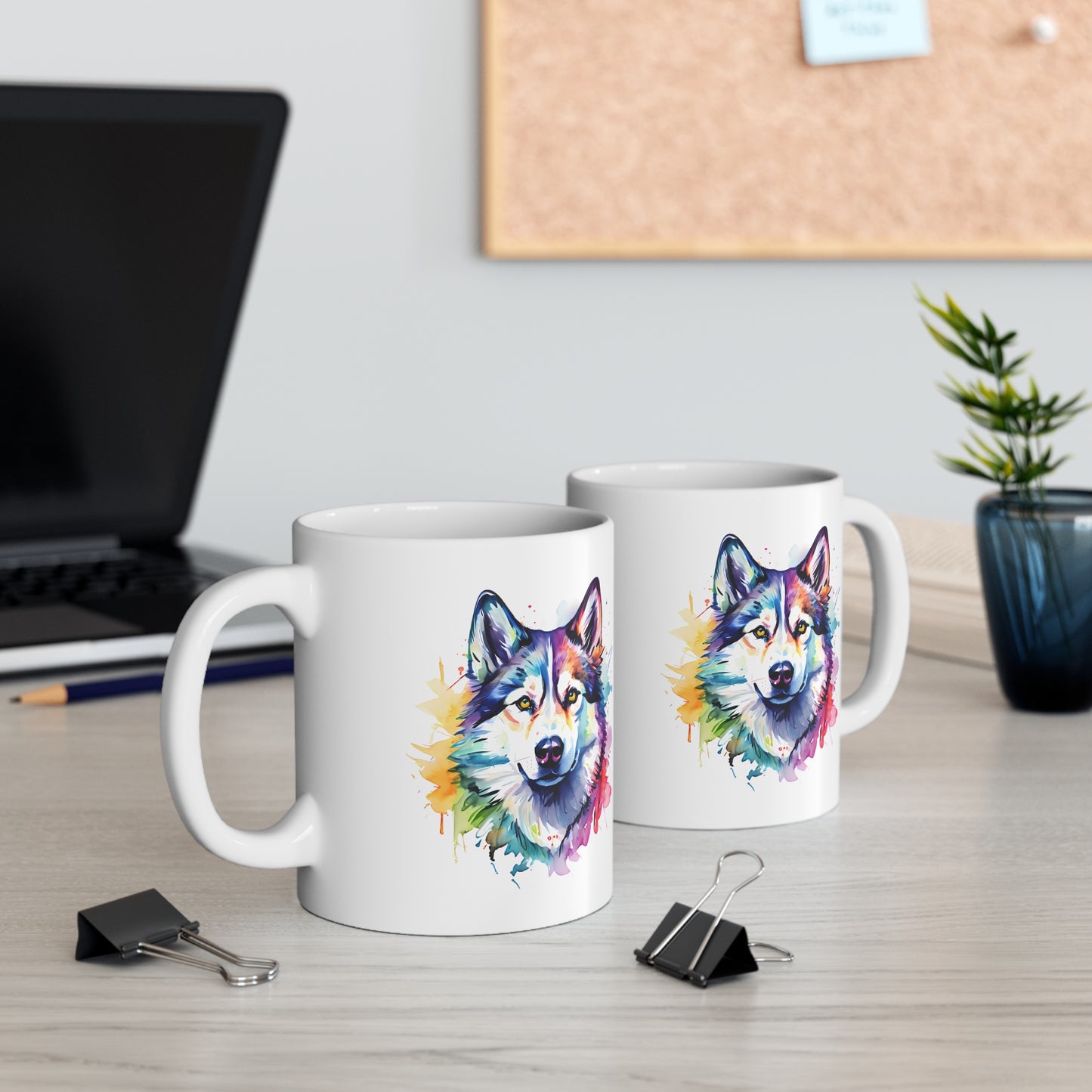 Siberian Husky Mug – Colourful Watercolour Dog Art Gift for Dog Lovers