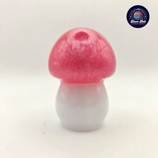 Tiny Resin Toadstool - Pink & White Twinkling Treasure
