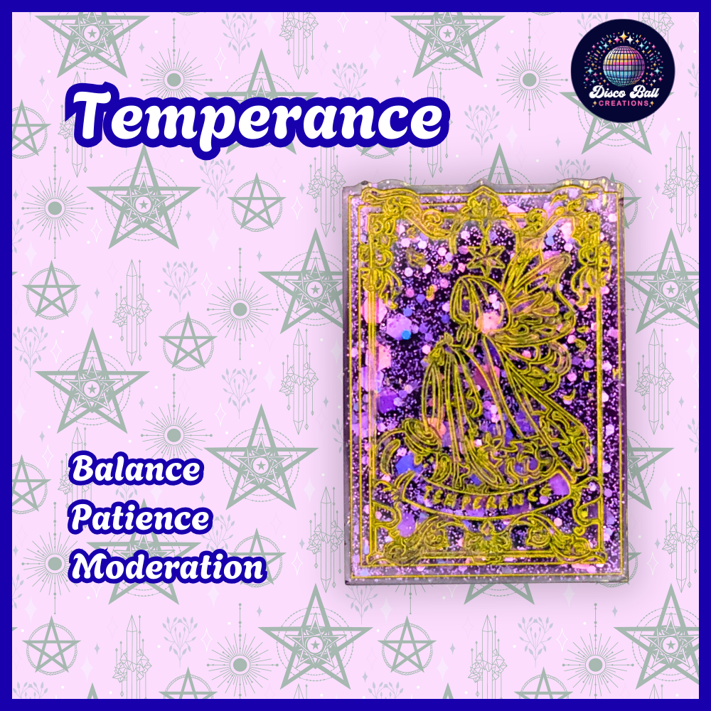 Handmade Resin Tarot Card Keyring - Celestial Charm - Witchy Gift, Spiritual Accessory, Purple & Gold Mystical Keychain