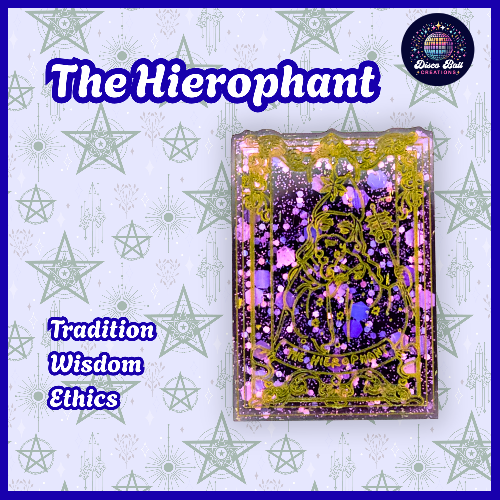 Handmade Resin Tarot Card Keyring - Celestial Charm - Witchy Gift, Spiritual Accessory, Purple & Gold Mystical Keychain
