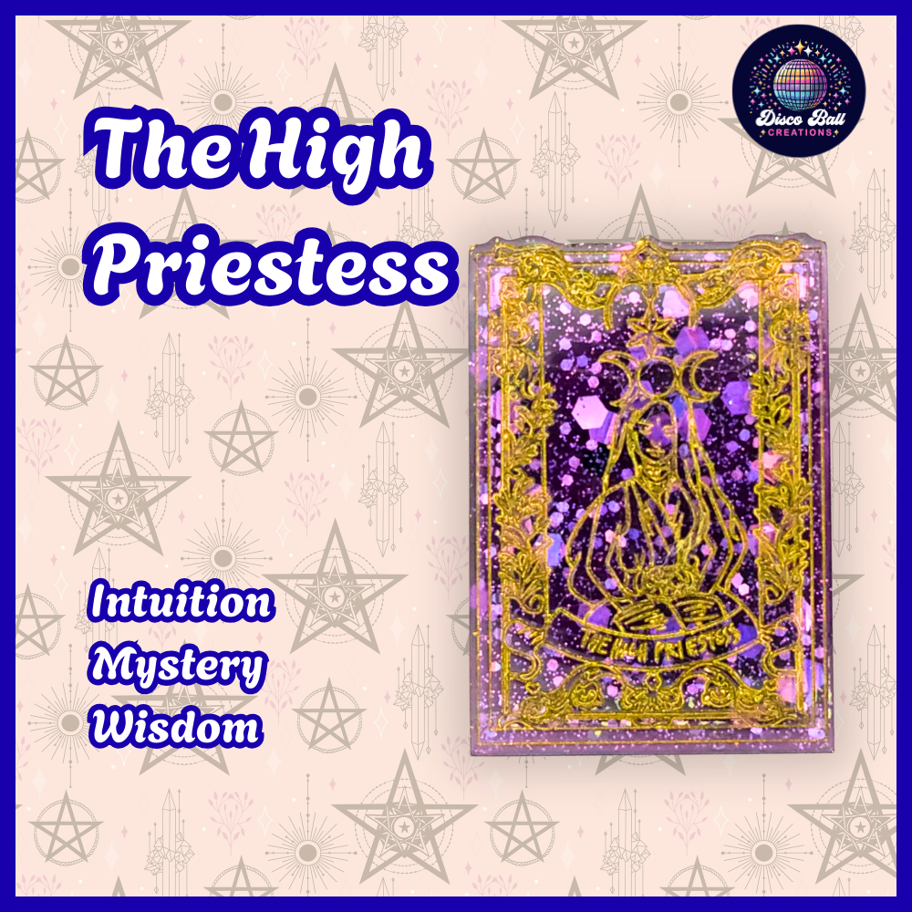 Handmade Resin Tarot Card Keyring - Celestial Charm - Witchy Gift, Spiritual Accessory, Purple & Gold Mystical Keychain