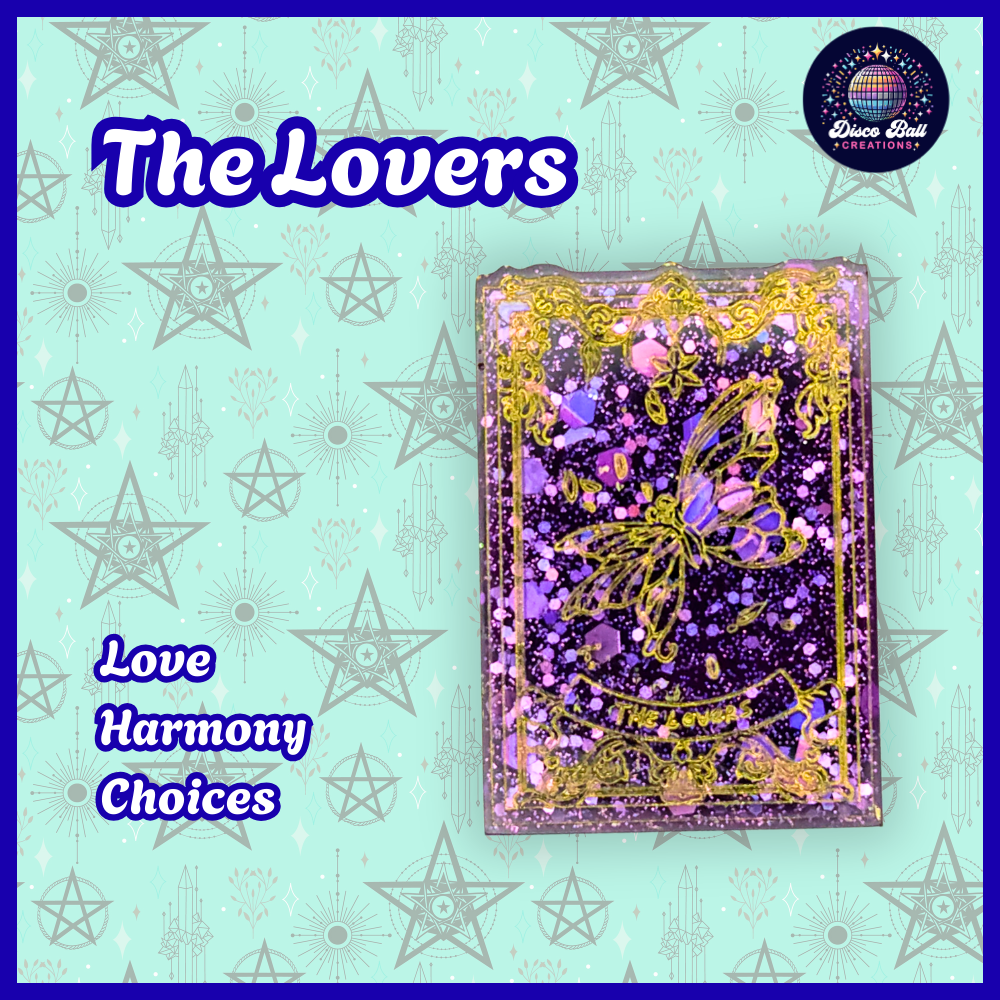 Handmade Resin Tarot Card Keyring - Celestial Charm - Witchy Gift, Spiritual Accessory, Purple & Gold Mystical Keychain