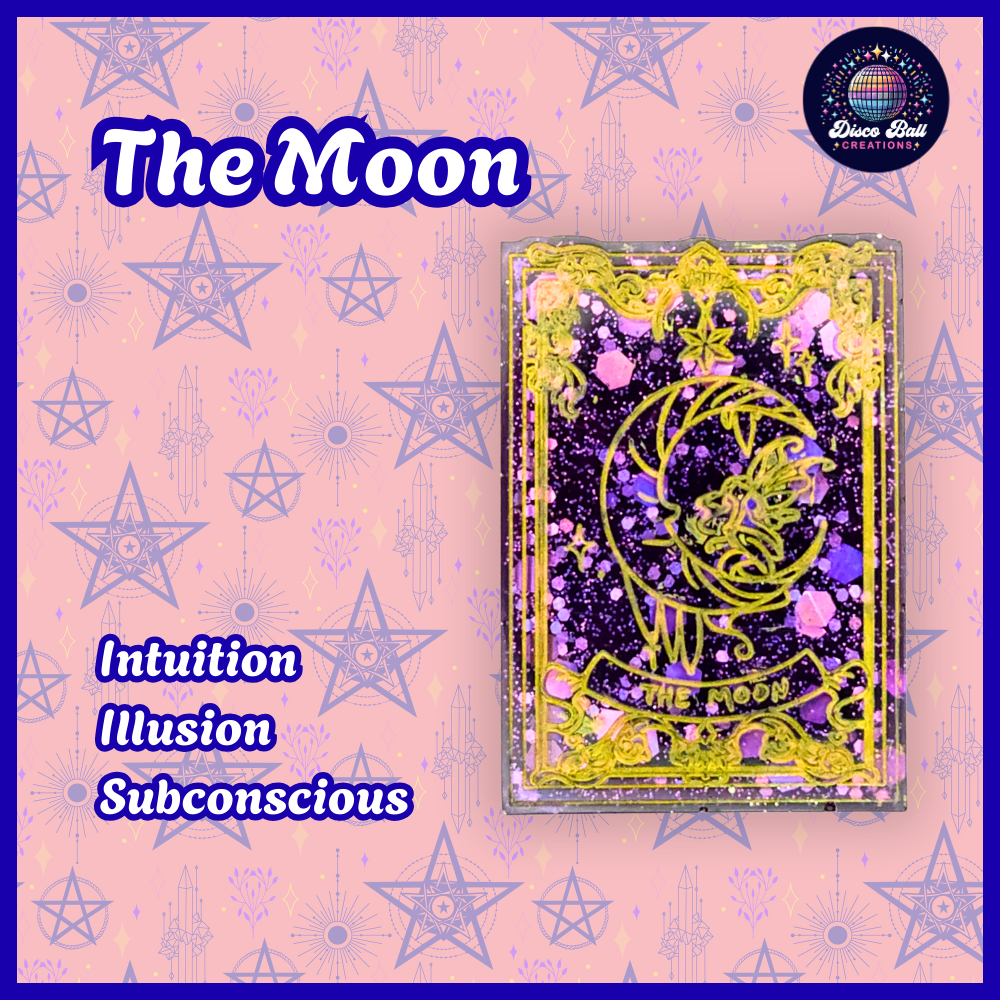 Handmade Resin Tarot Card Keyring - Celestial Charm - Witchy Gift, Spiritual Accessory, Purple & Gold Mystical Keychain