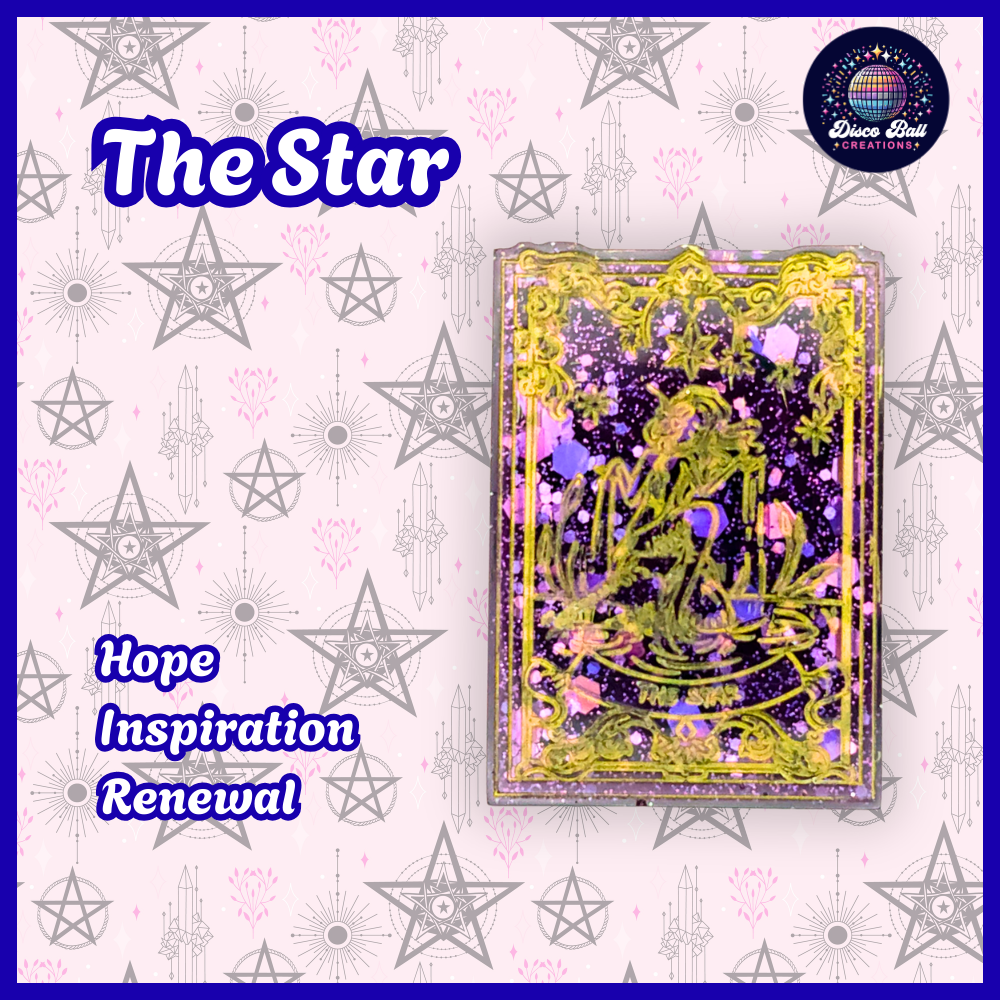 Handmade Resin Tarot Card Keyring - Celestial Charm - Witchy Gift, Spiritual Accessory, Purple & Gold Mystical Keychain