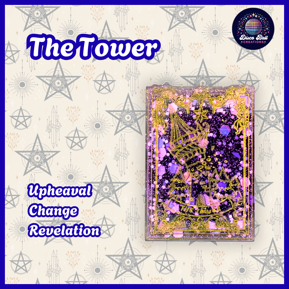 Handmade Resin Tarot Card Keyring - Celestial Charm - Witchy Gift, Spiritual Accessory, Purple & Gold Mystical Keychain