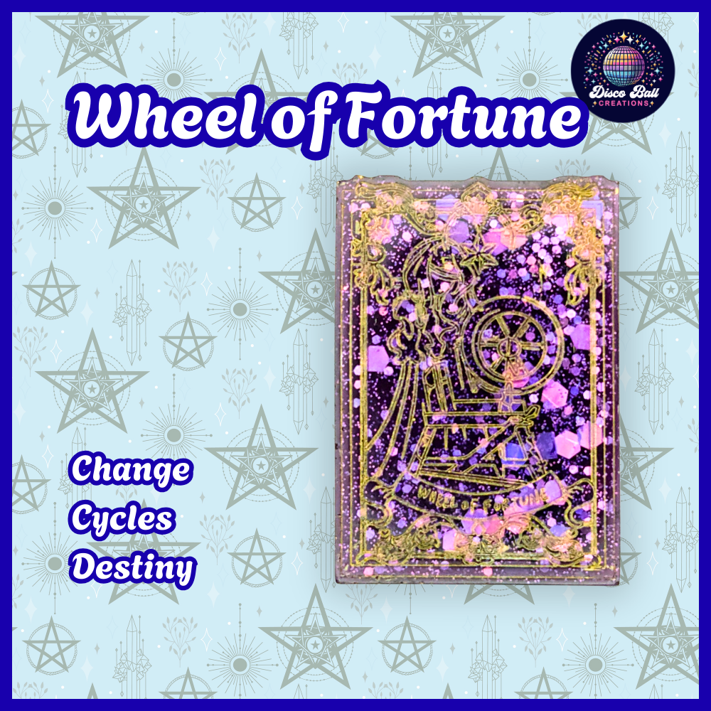 Handmade Resin Tarot Card Keyring - Celestial Charm - Witchy Gift, Spiritual Accessory, Purple & Gold Mystical Keychain