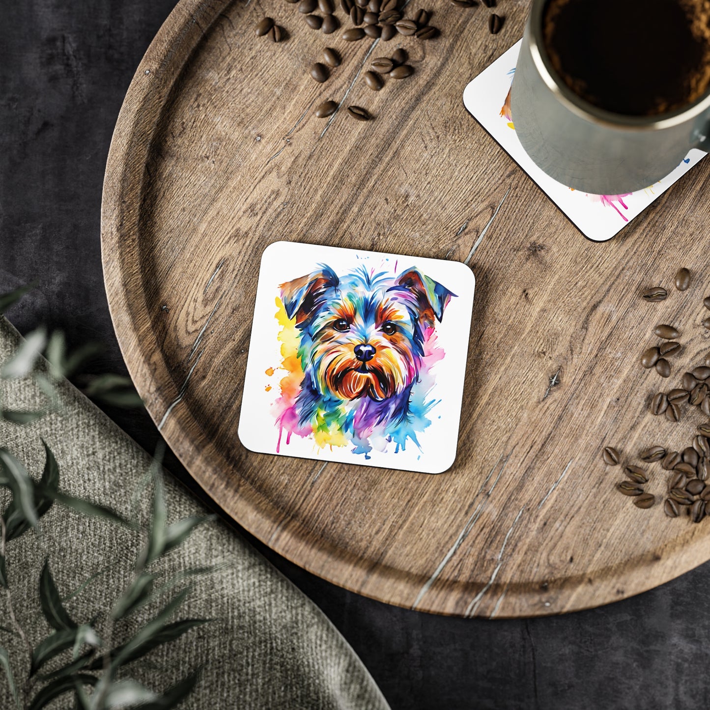 Yorkshire Terrier Coaster – Colourful Watercolour Dog Art Gift for Dog Lovers