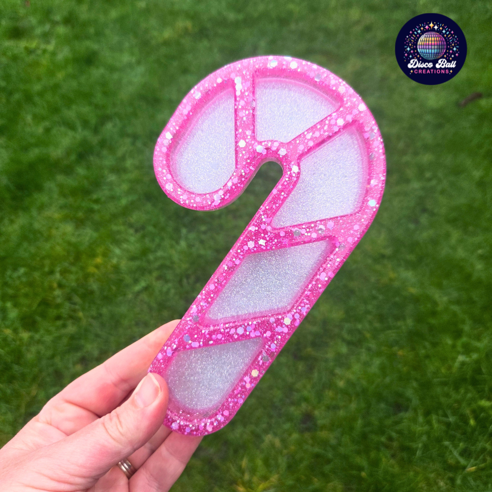 Glitter Candy Cane Resin Tray