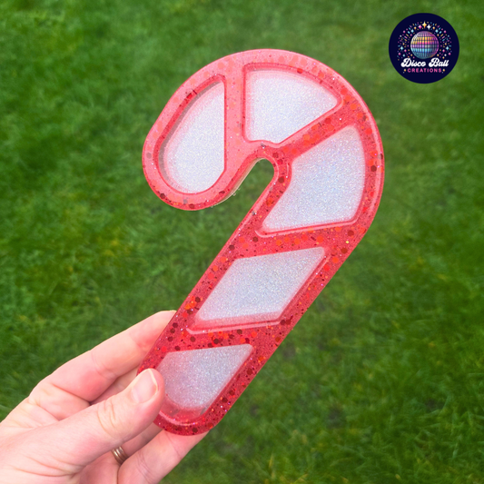 Glitter Candy Cane Resin Tray