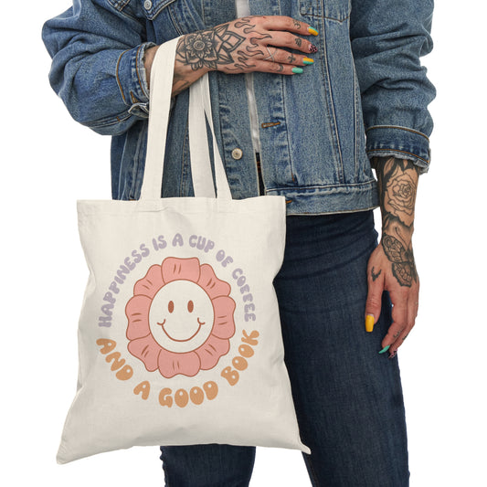 Happiness Is Coffee & A Good Book Tote Bag | Cozy Reader Gift