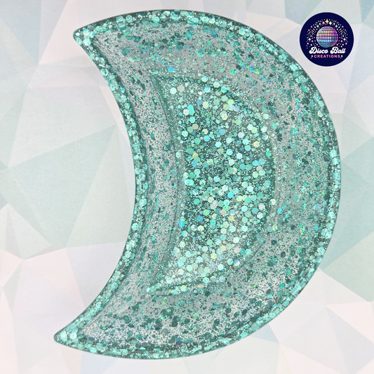 Celestial Crescent Dish - Sparkly Moon Resin Tray for Keepsakes