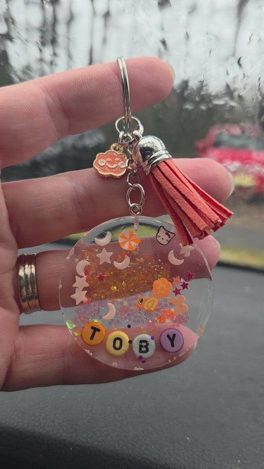 Custom Name Resin Keychain | Personalised Sparkly Bag Charm