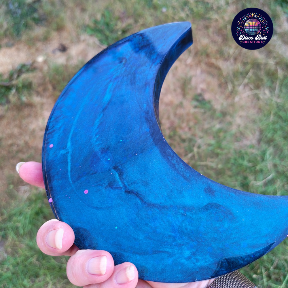 Cosmic Crescent Moon Resin Trinket Tray