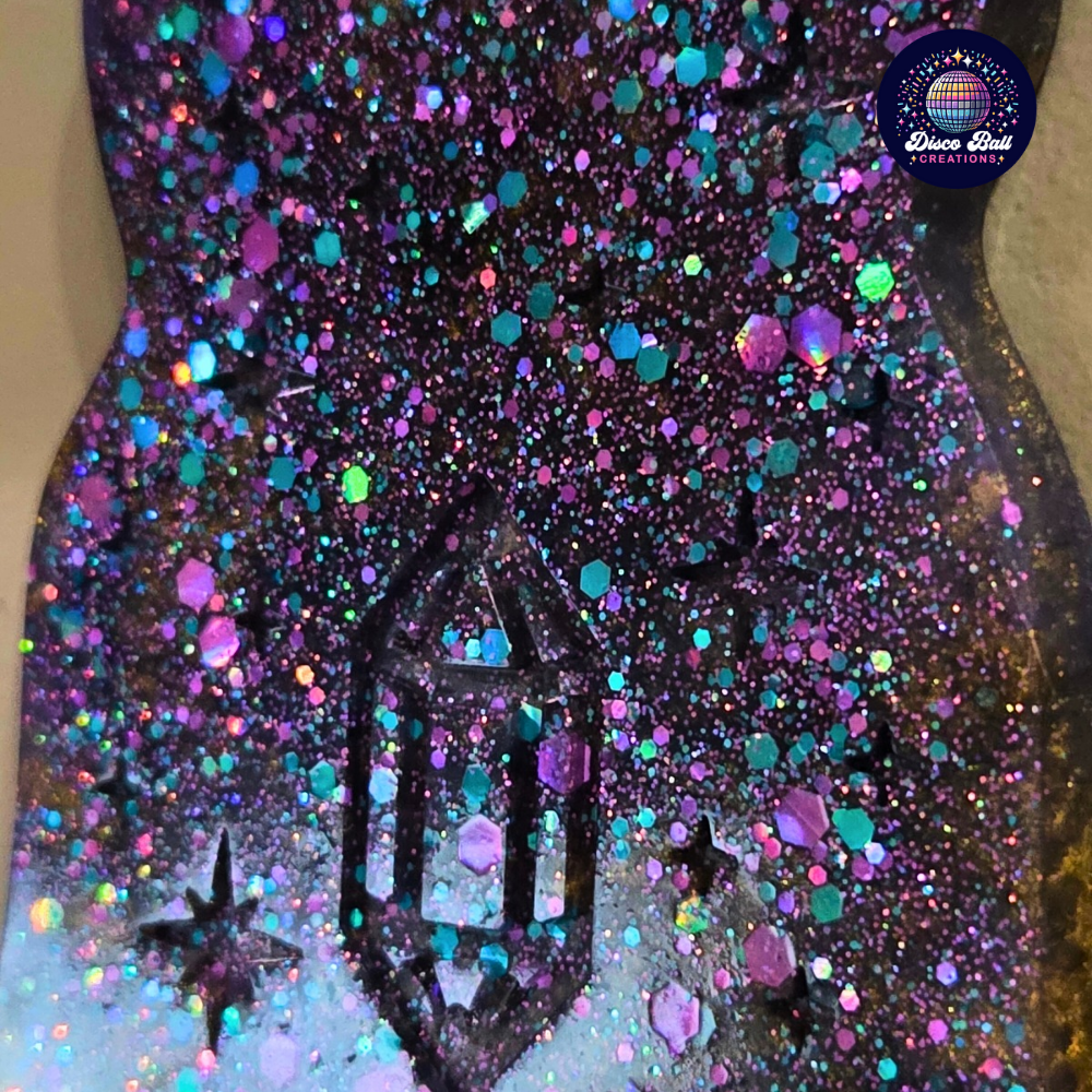 Glitter Cat Wall Shelf | Unique Purple Resin Decor | Handmade Cat Lover Gift