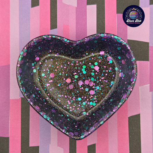 Sparkling Glitter Heart Resin Tray | Unique Trinket Dish | Handmade Home Decor Gift
